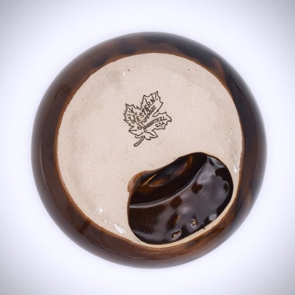 Western Stoneware MCM Round Ashtray Brown Glossy Monmouth IL Vintage Smooth Edge - Picture 7 of 7